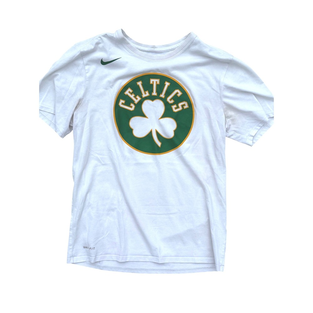 Nike Boston Celtics Dri-FIT Mens White Shamrock Graphic Tee NBA Basketball